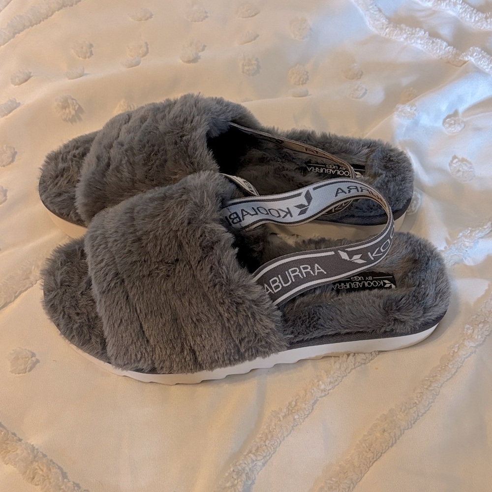 Koolaburra Plush Gray Slide Sandals
